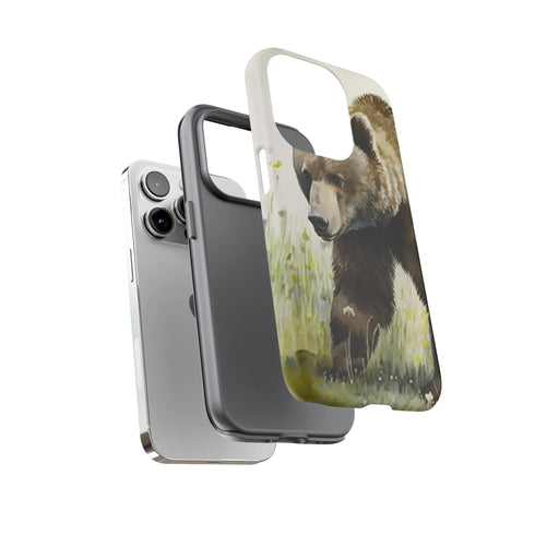 Grizzly Bear in a Field - Impact Resistant Phone Case